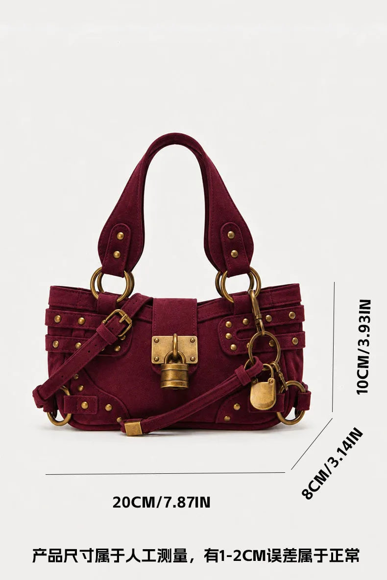 Studded Lock Top-Handle Bag