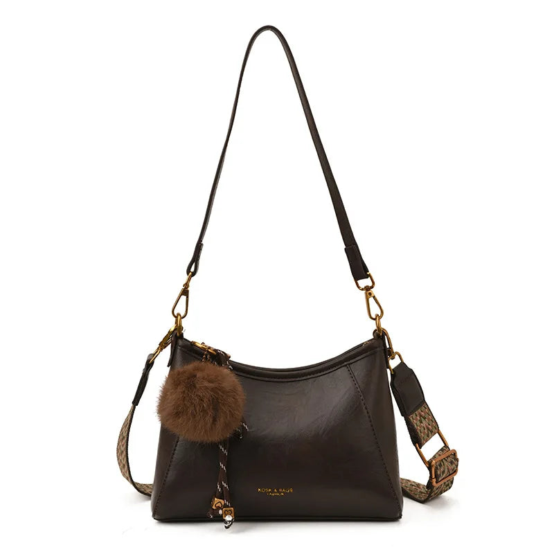 Contrast-Trim Bucket Shoulder Bag