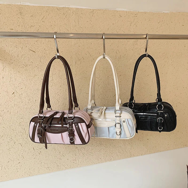 Buckle-Strap Boston Bag