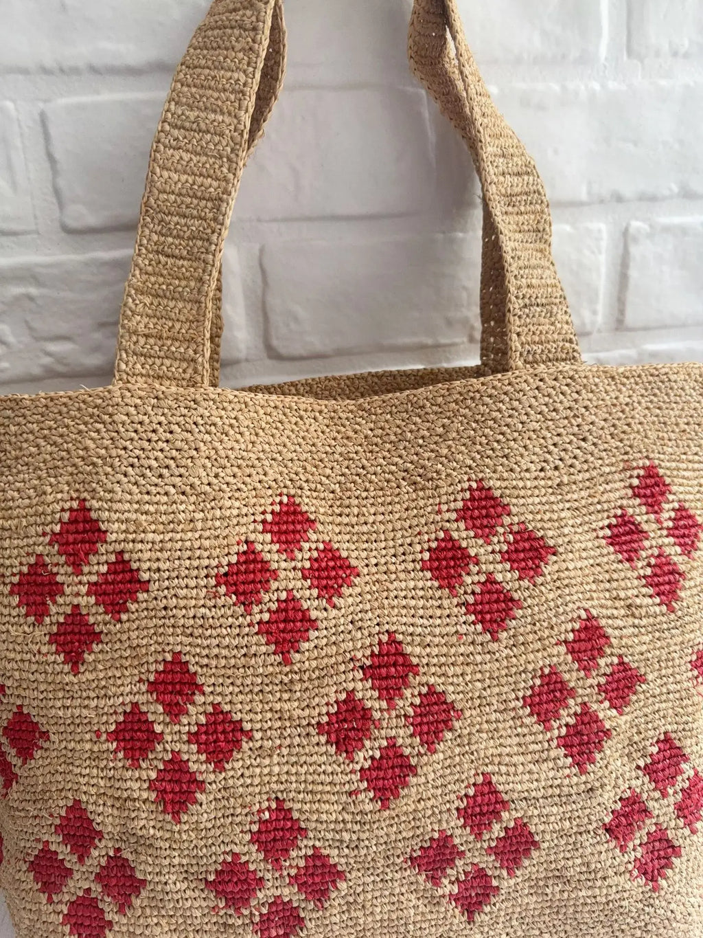 Diamond-Pattern Woven Tote