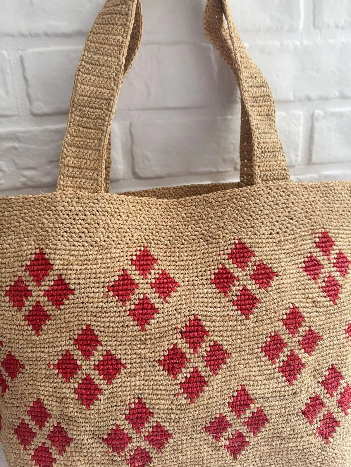 Diamond-Pattern Woven Tote