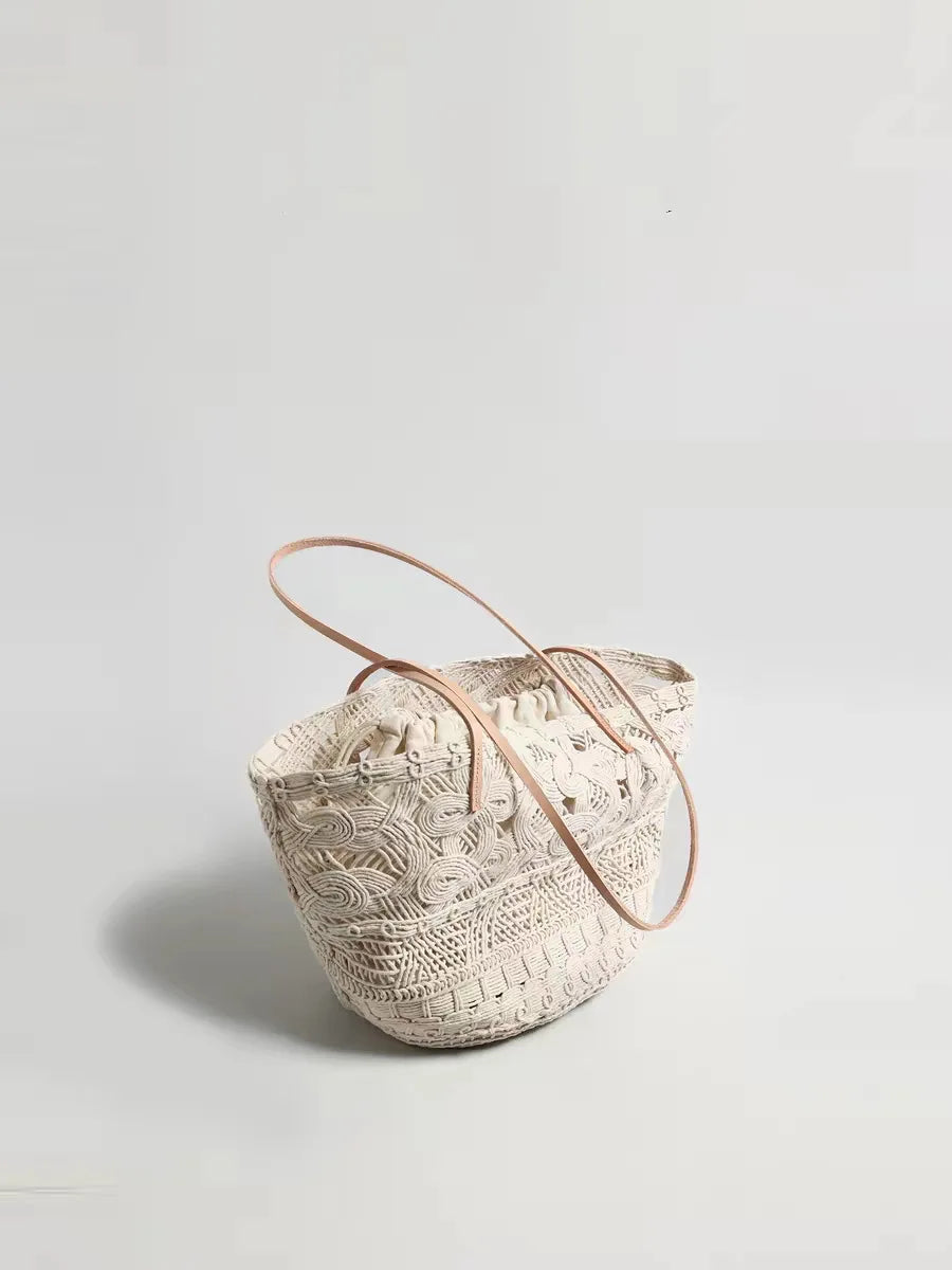 Openwork Woven Shoulder Tote