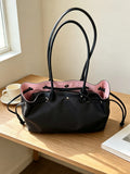 Contrast Trim Drawstring Tote