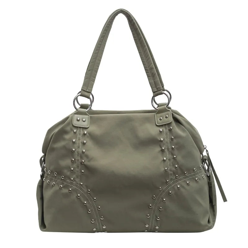 Studded Shoulder Tote Bag