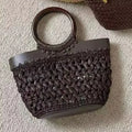Round-Handle Openwork Tote Bag
