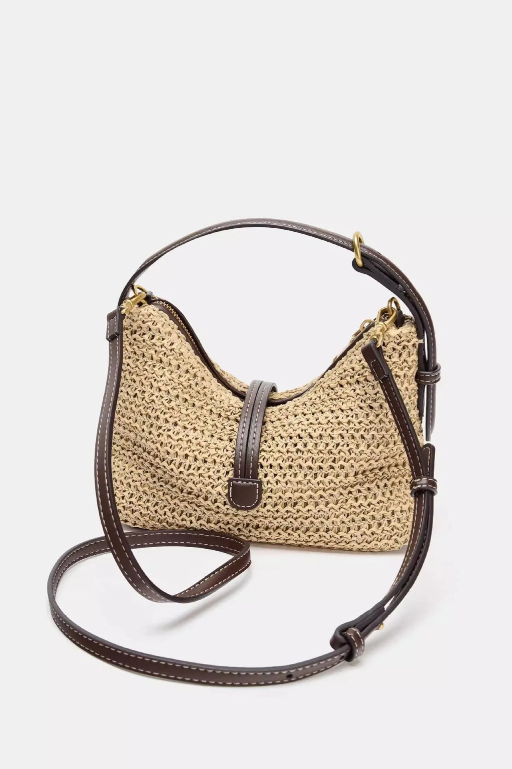 Woven Crescent Crossbody Bag