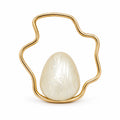Wave-Handle Egg Clutch Bag