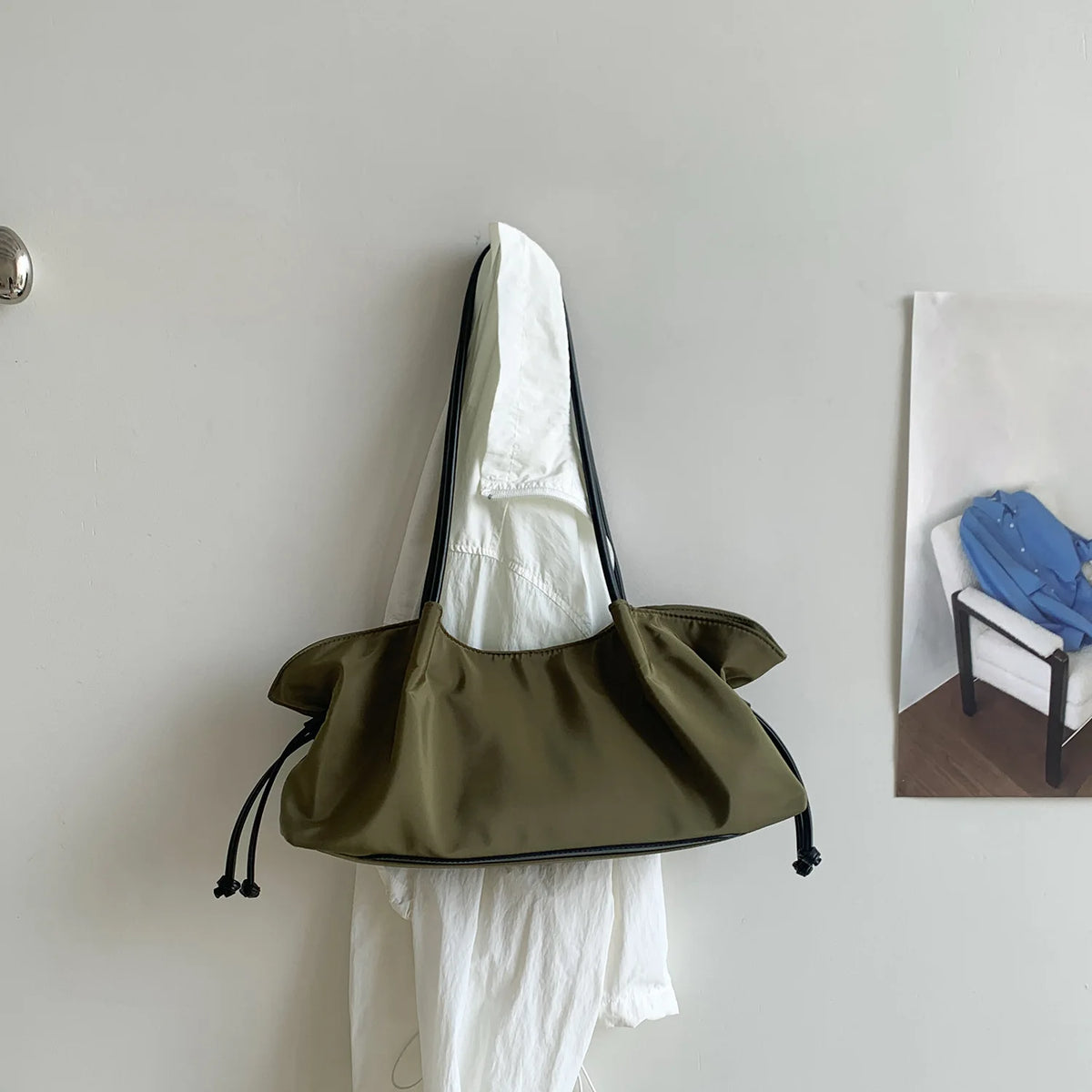 Drawstring Slouchy Shoulder Bag