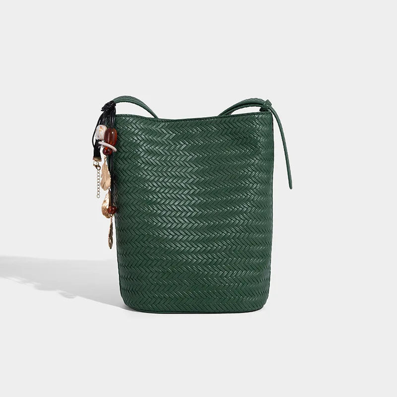 Woven Bucket Shoulder Bag