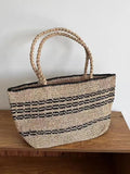 Striped Woven Shoulder Tote