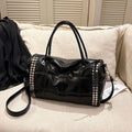 Studded Plaid Bowling Bag