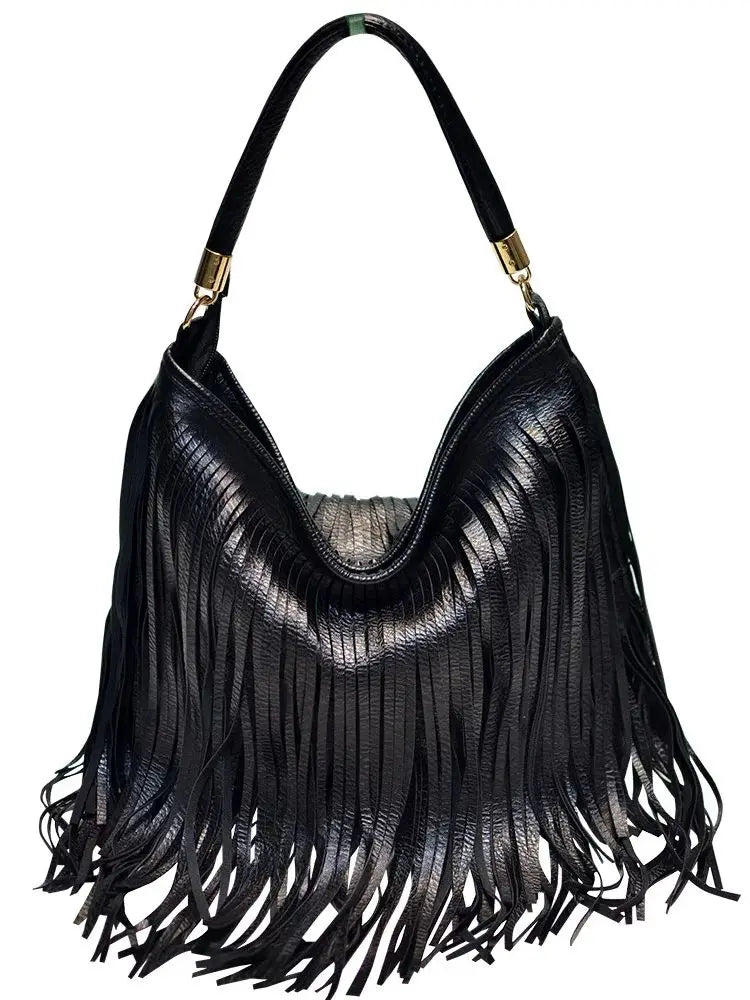 Fringed Hobo Shoulder Bag