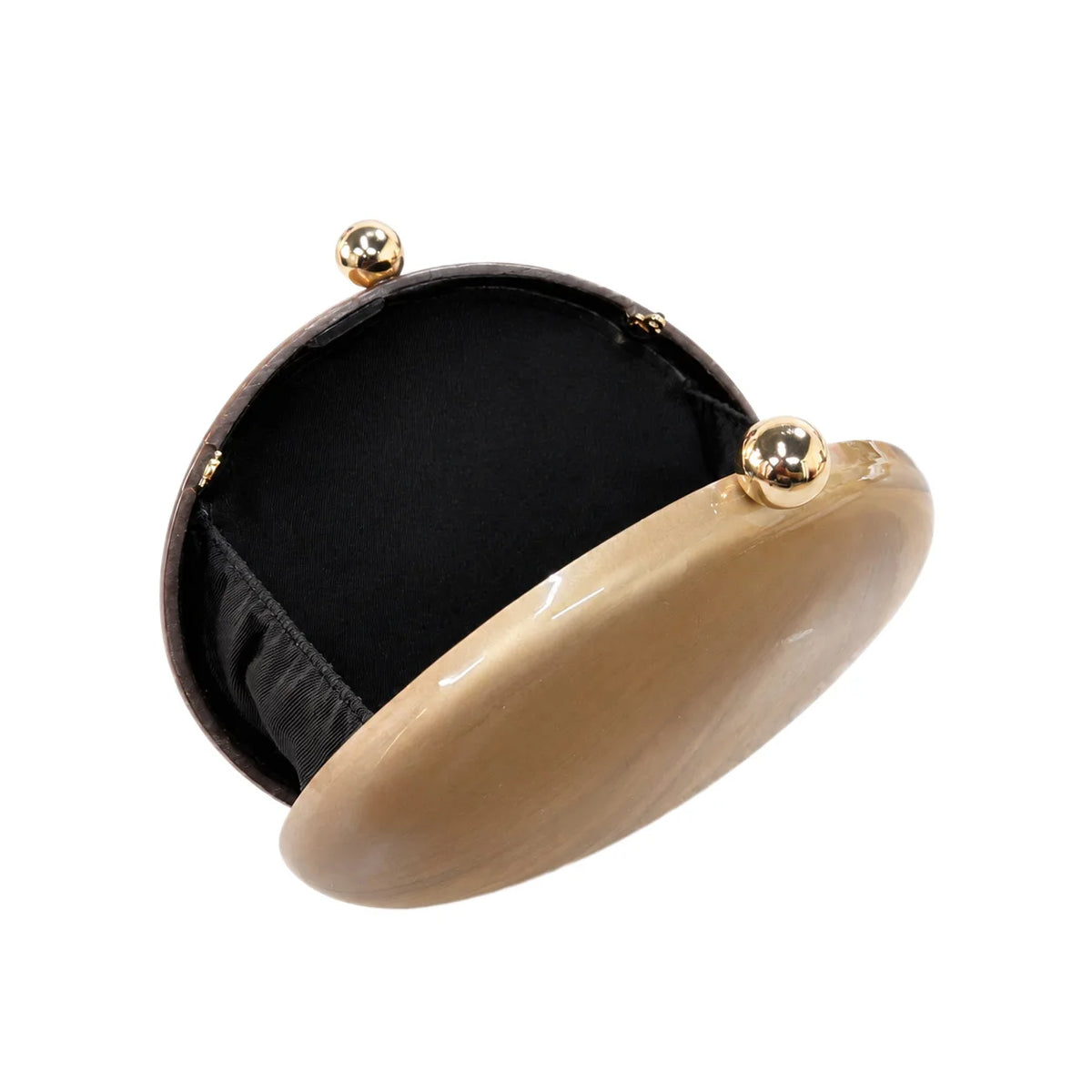 Glossy Rounded Kiss-Lock Clutch