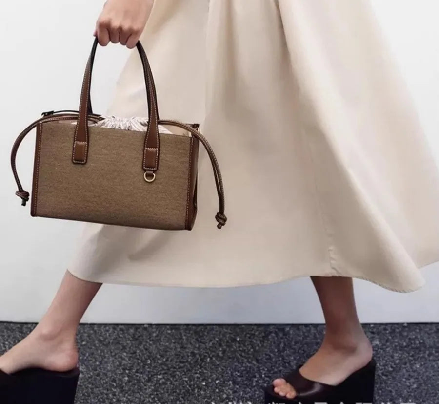 Ring-Detail Top-Handle Bag
