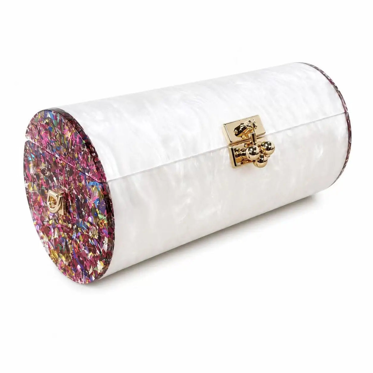 Marbled Cylinder Clutch Bag