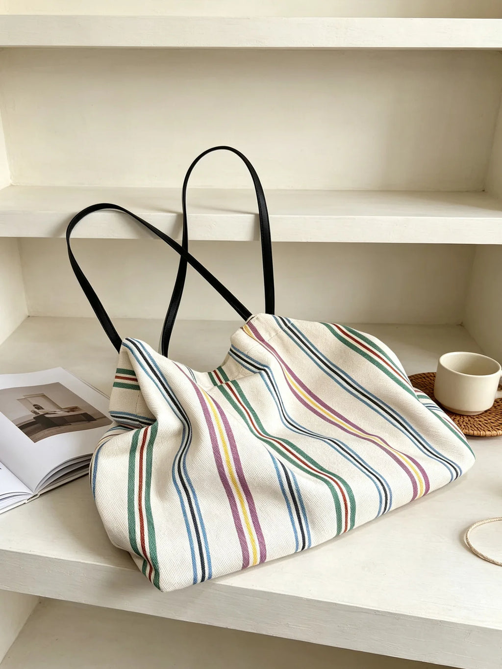 Striped Soft Tote Bag