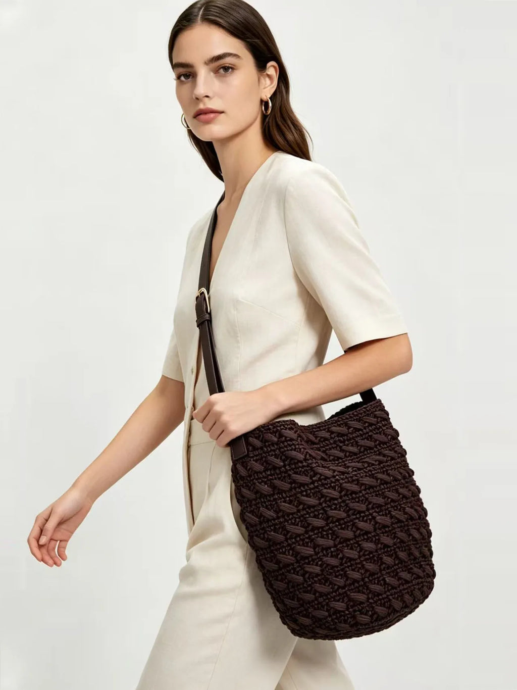 Textured Bucket Shoulder Bag