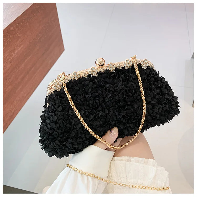 Floral-Texture Frame Clutch