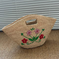 Floral Embroidered Woven Basket Bag
