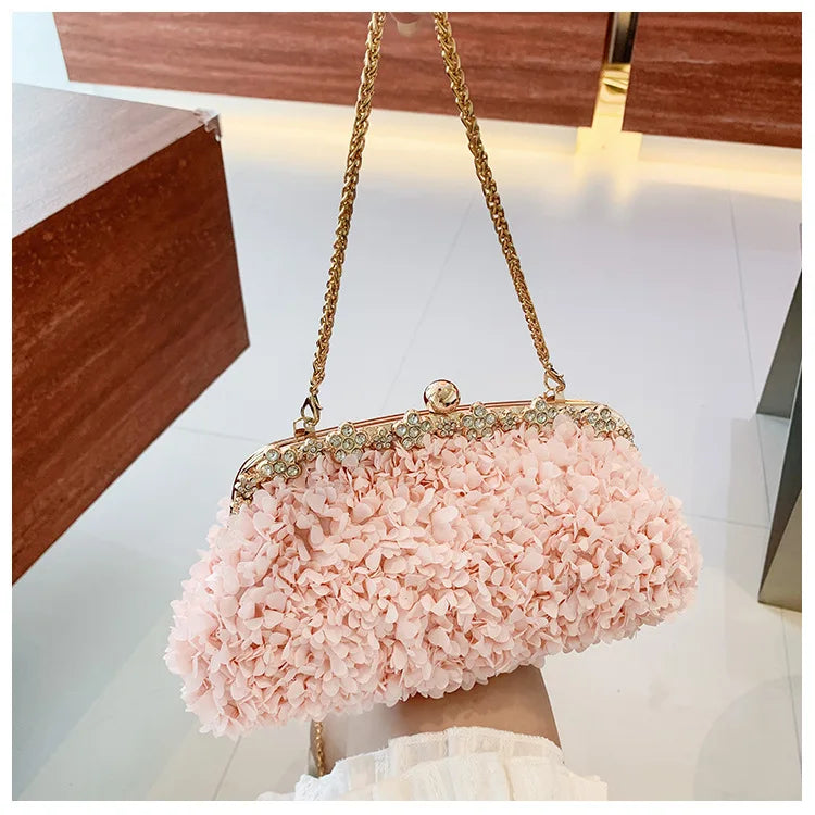 Floral-Texture Frame Clutch