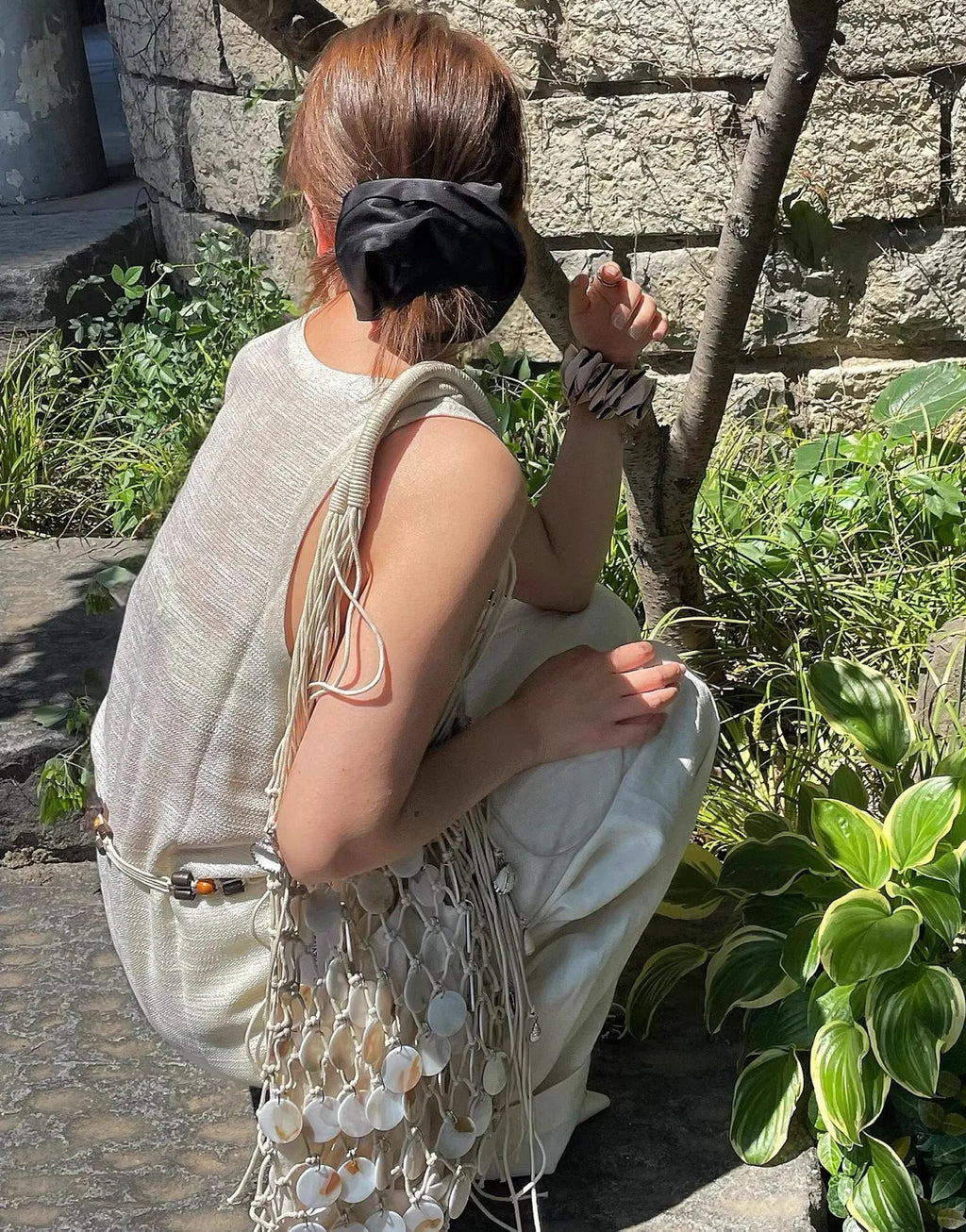 Disc Fringe Shoulder Tote