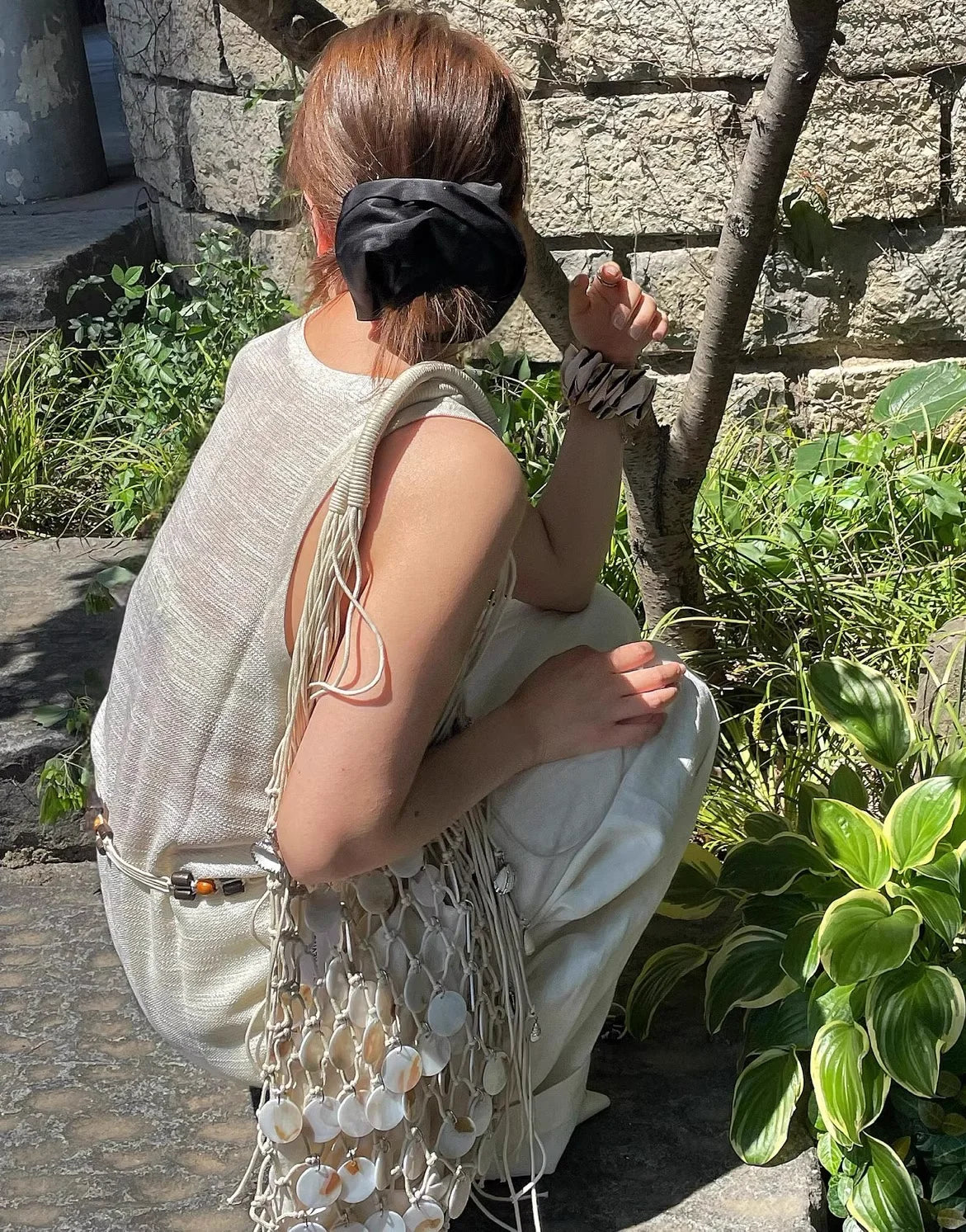 Disc Fringe Shoulder Tote