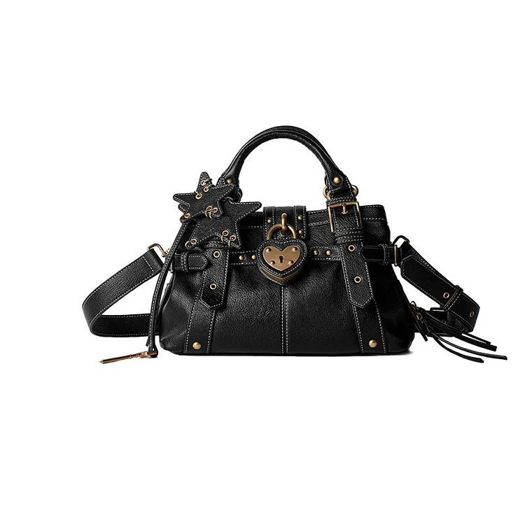 Studded Lock Top-Handle Bag