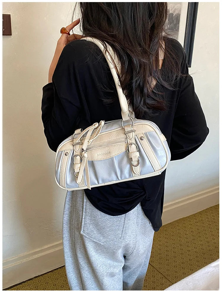 Buckle-Strap Boston Bag