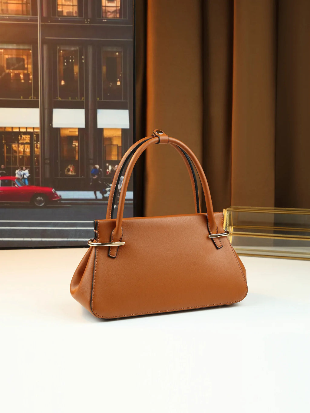 Structured Trapeze Top-Handle Bag