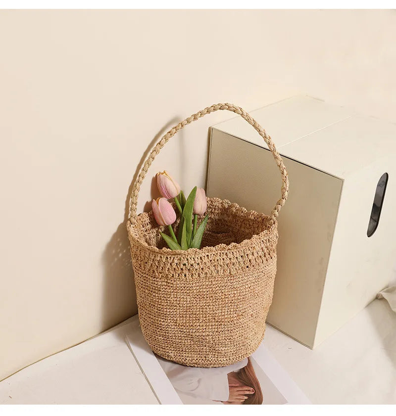 Woven Bucket Shoulder Bag