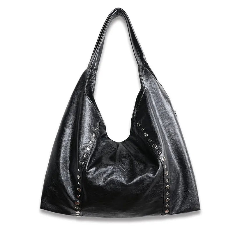 Studded Slouchy Shoulder Bag
