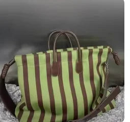 Striped Drawstring Tote Bag