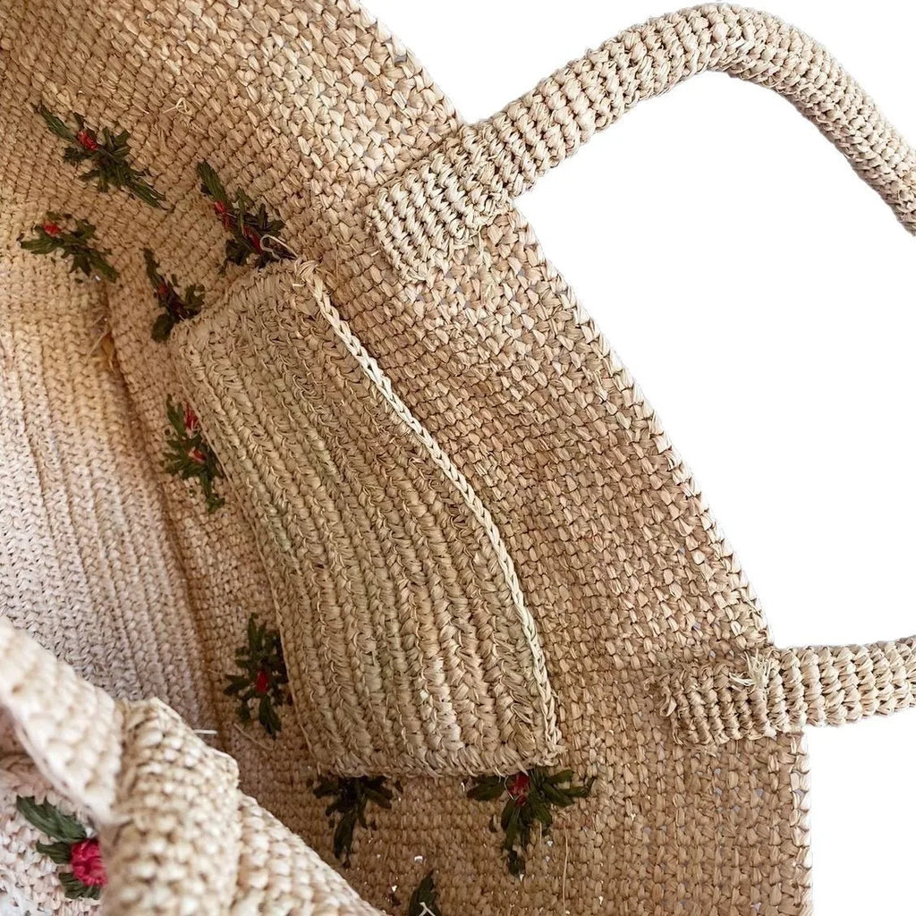Floral Woven Tote Bag