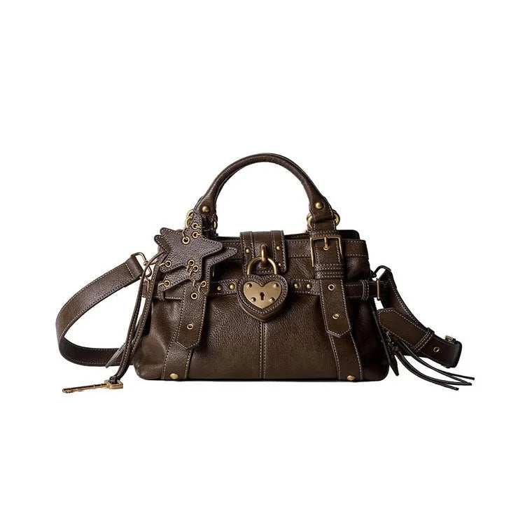 Studded Lock Top-Handle Bag