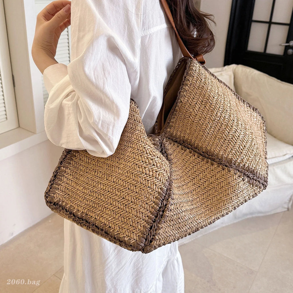 Geometric Woven Tote Bag