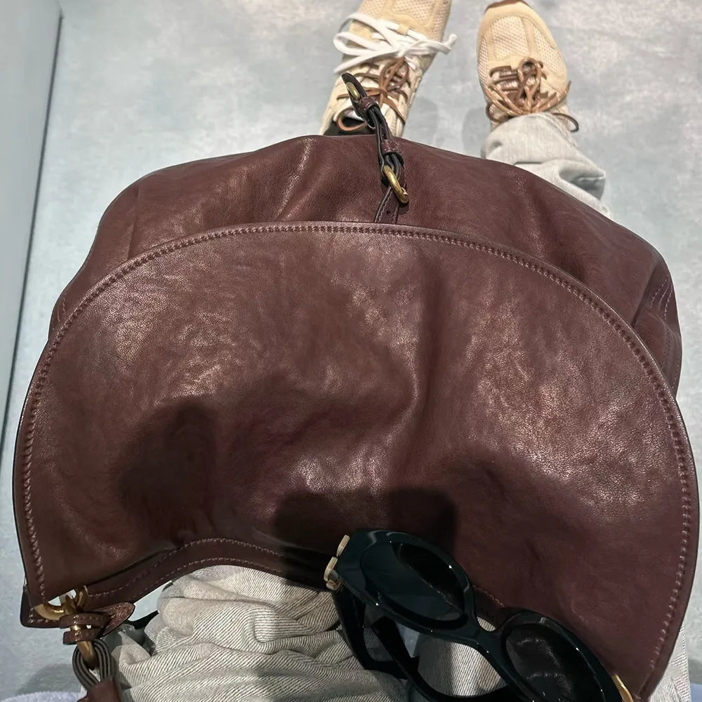 Curved Two-Tone Hobo Bag