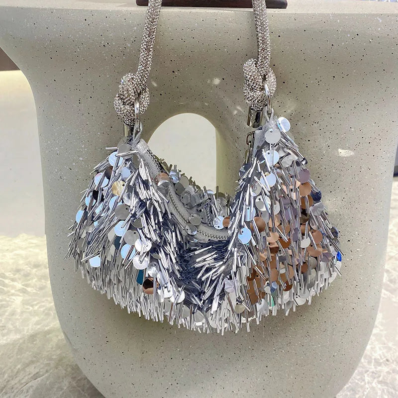Sequin Fringe Shoulder Bag
