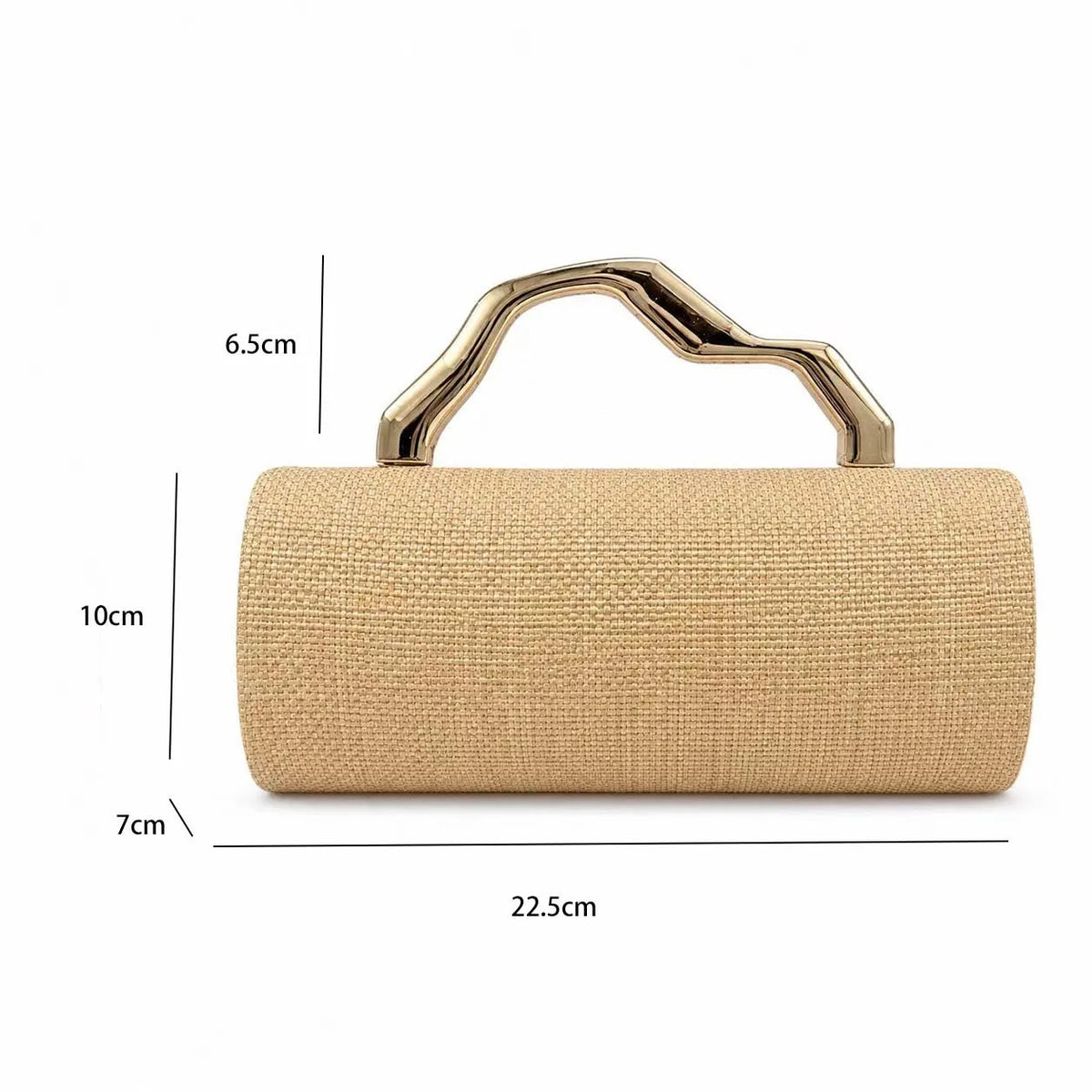 Cylindrical Woven Handle Clutch
