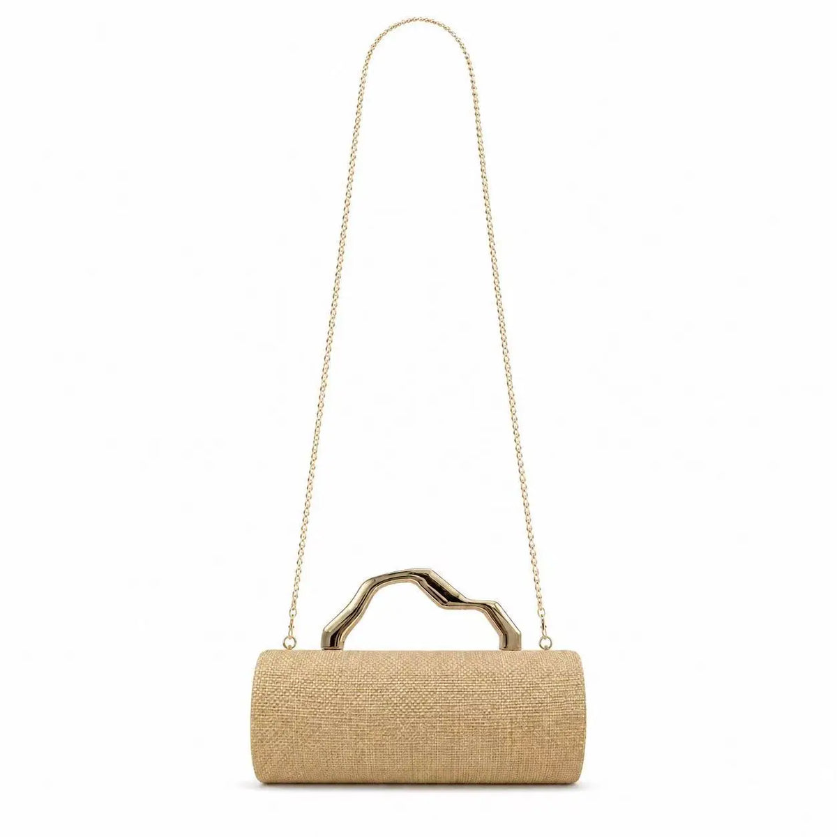 Cylindrical Woven Handle Clutch