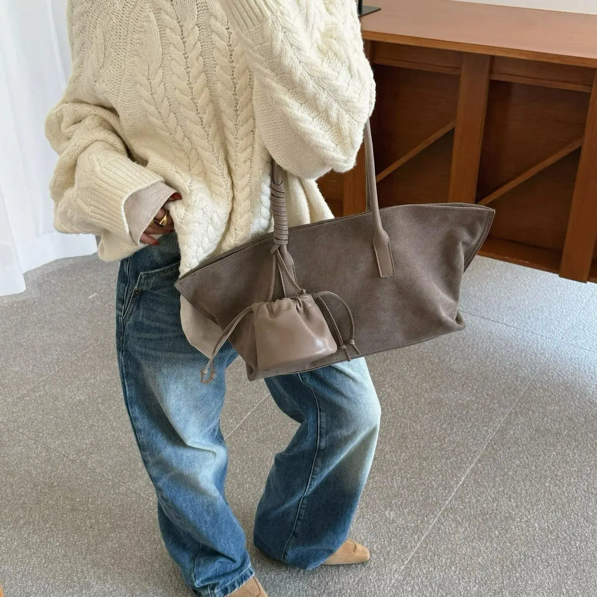 Winged Shoulder Tote Bag