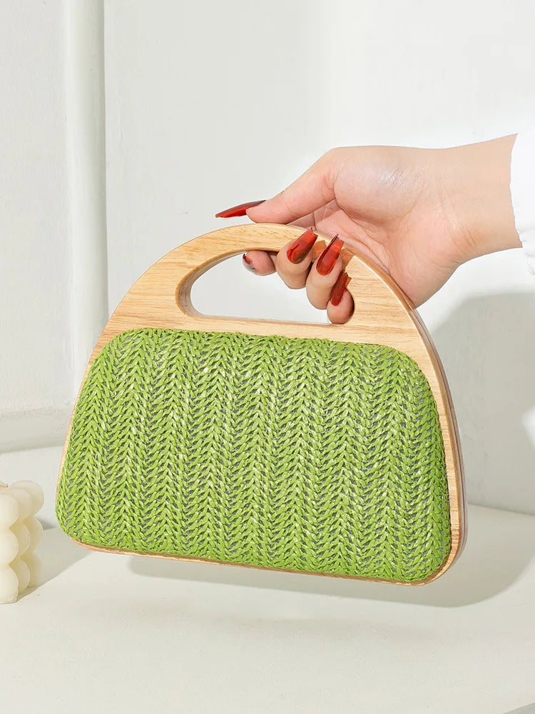 Cutout-Handle Woven Clutch