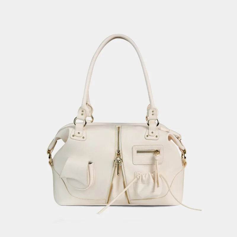 Double-Handle Pocket Shoulder Bag