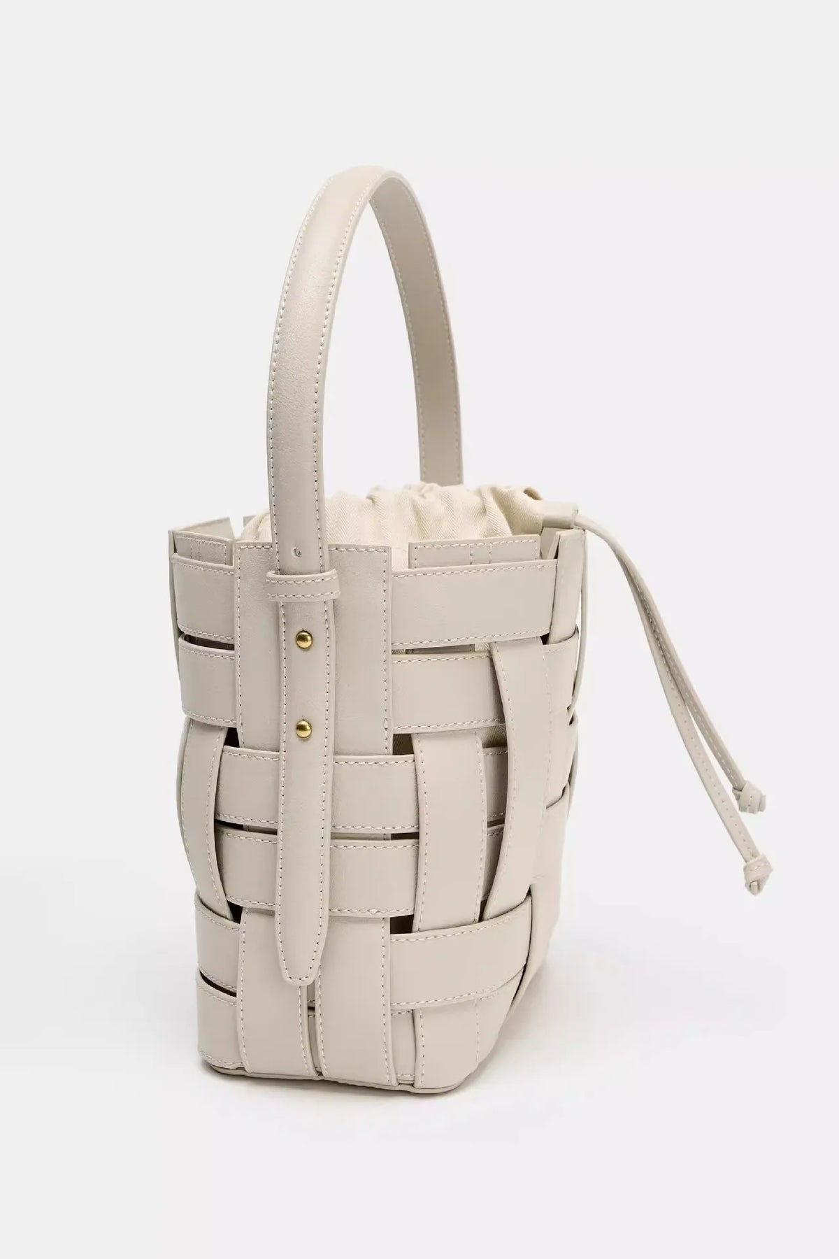 Wide-Weave Bucket Handbag