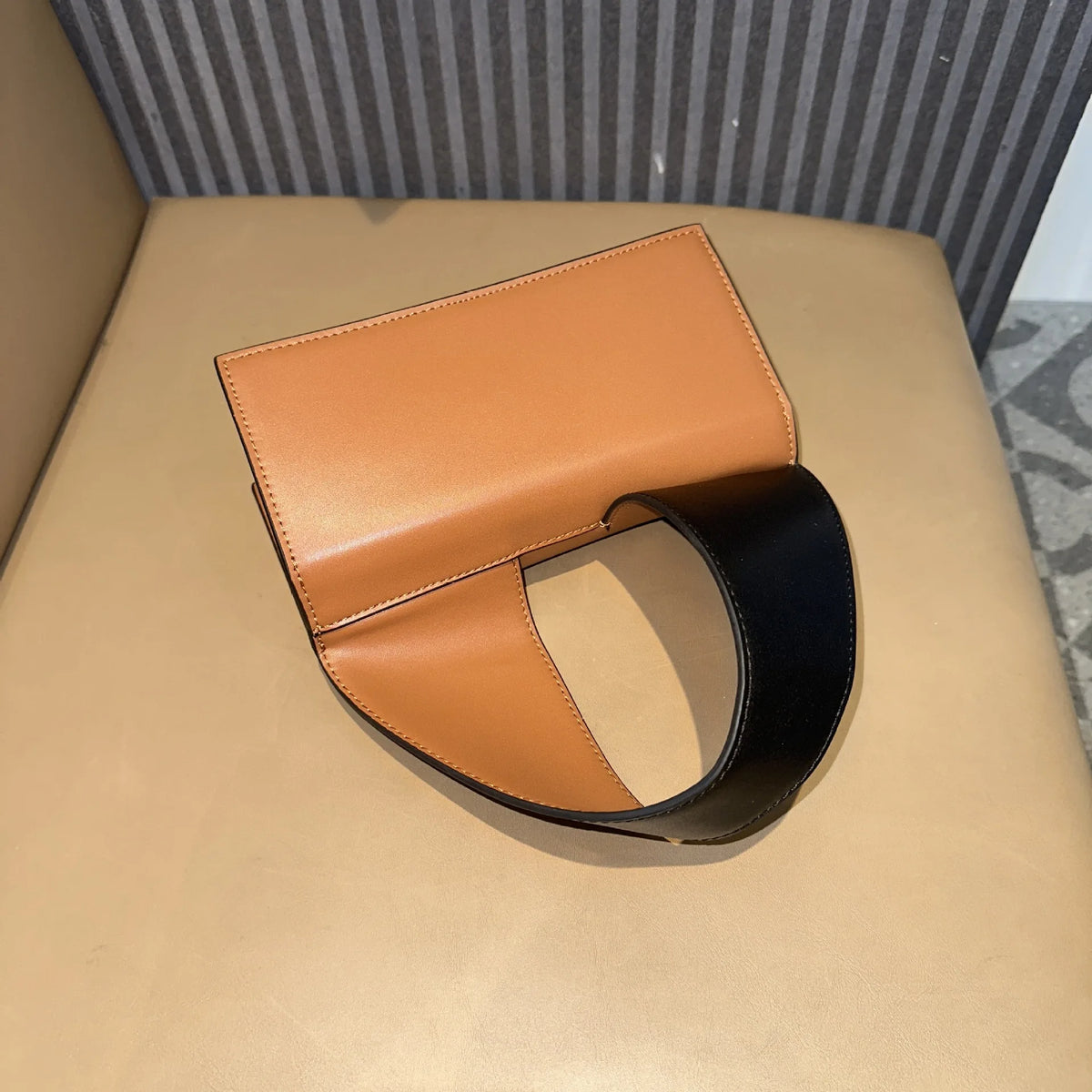 Triangular-Handle Structured Handbag