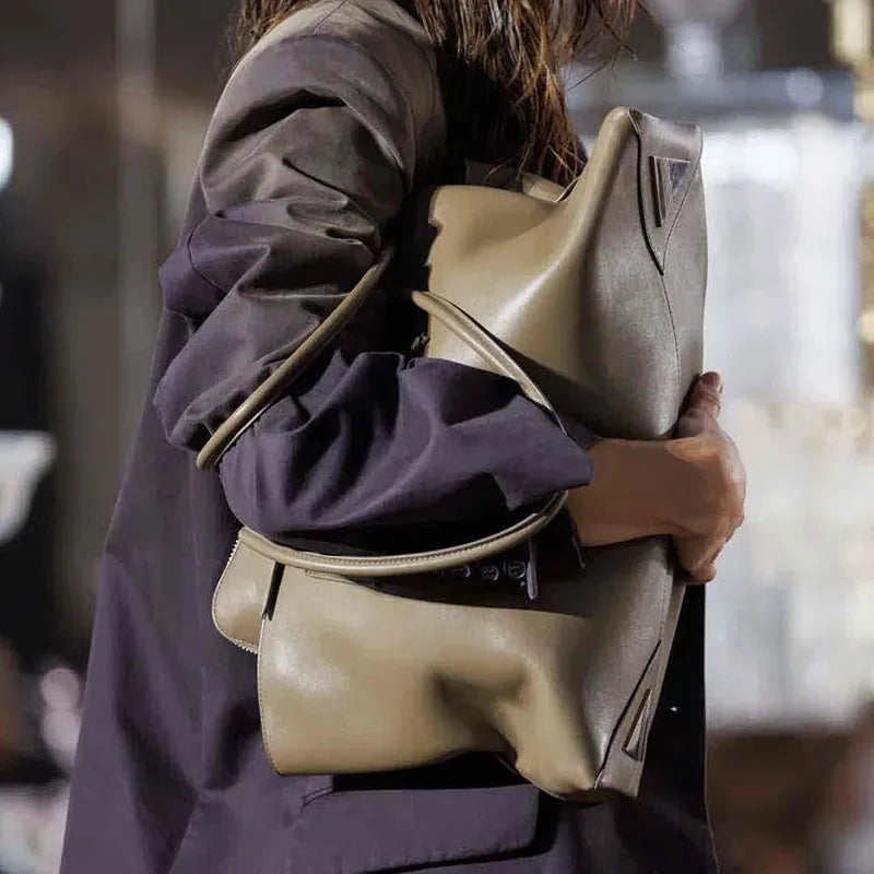 Croc-Embossed Gathered Tote Bag
