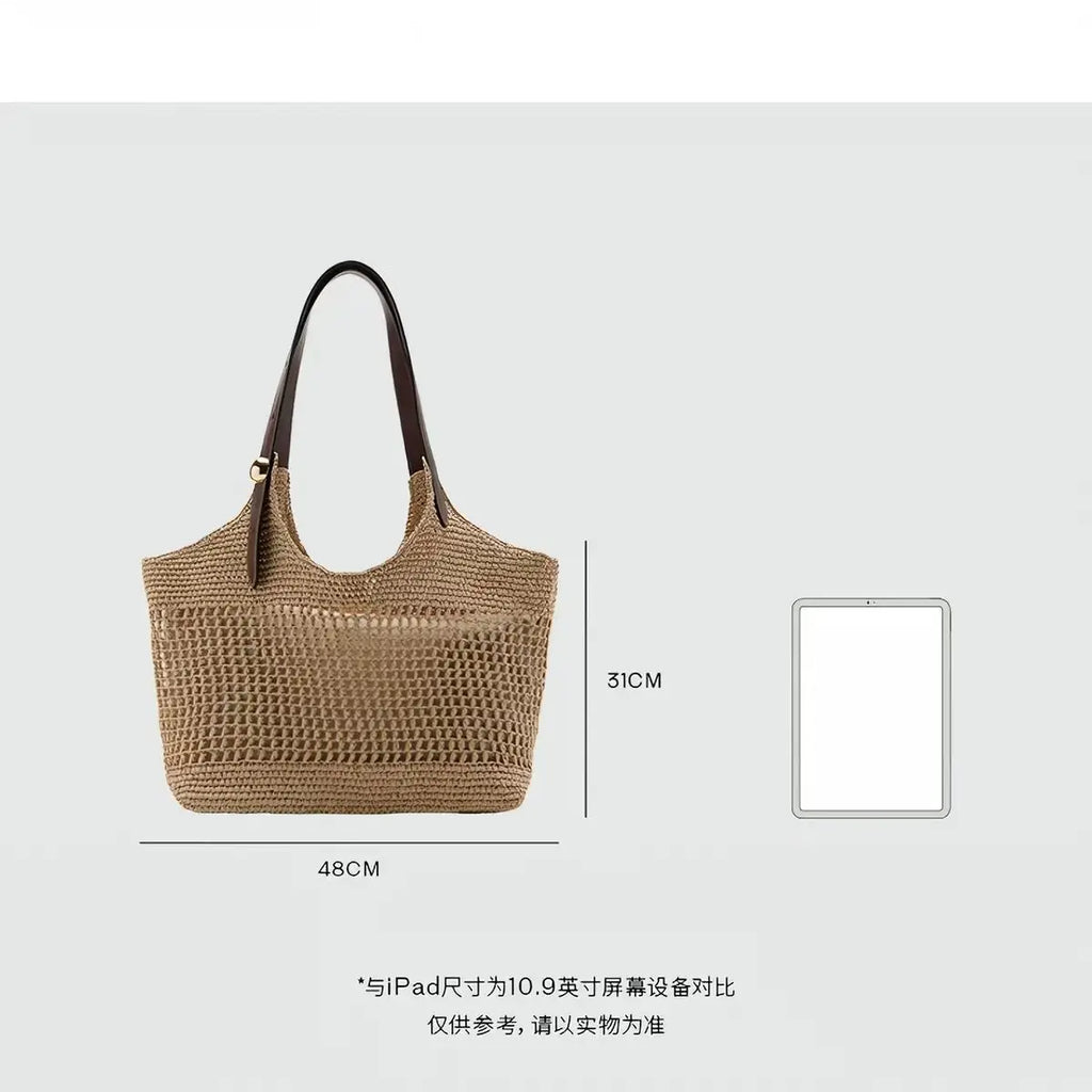Openwork Woven Shoulder Tote