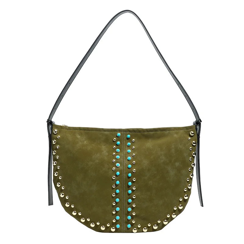 Embellished Crescent Shoulder Bag