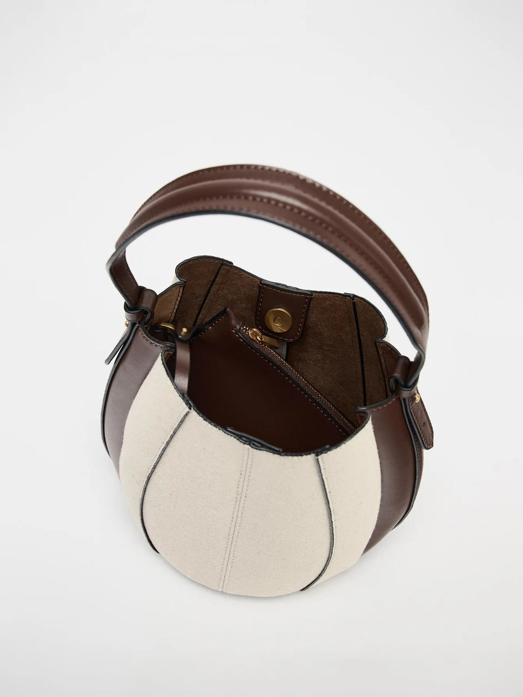 Contrast-Panel Bucket Bag