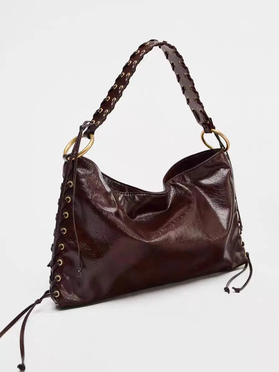 Braided-Strap Hobo Bag