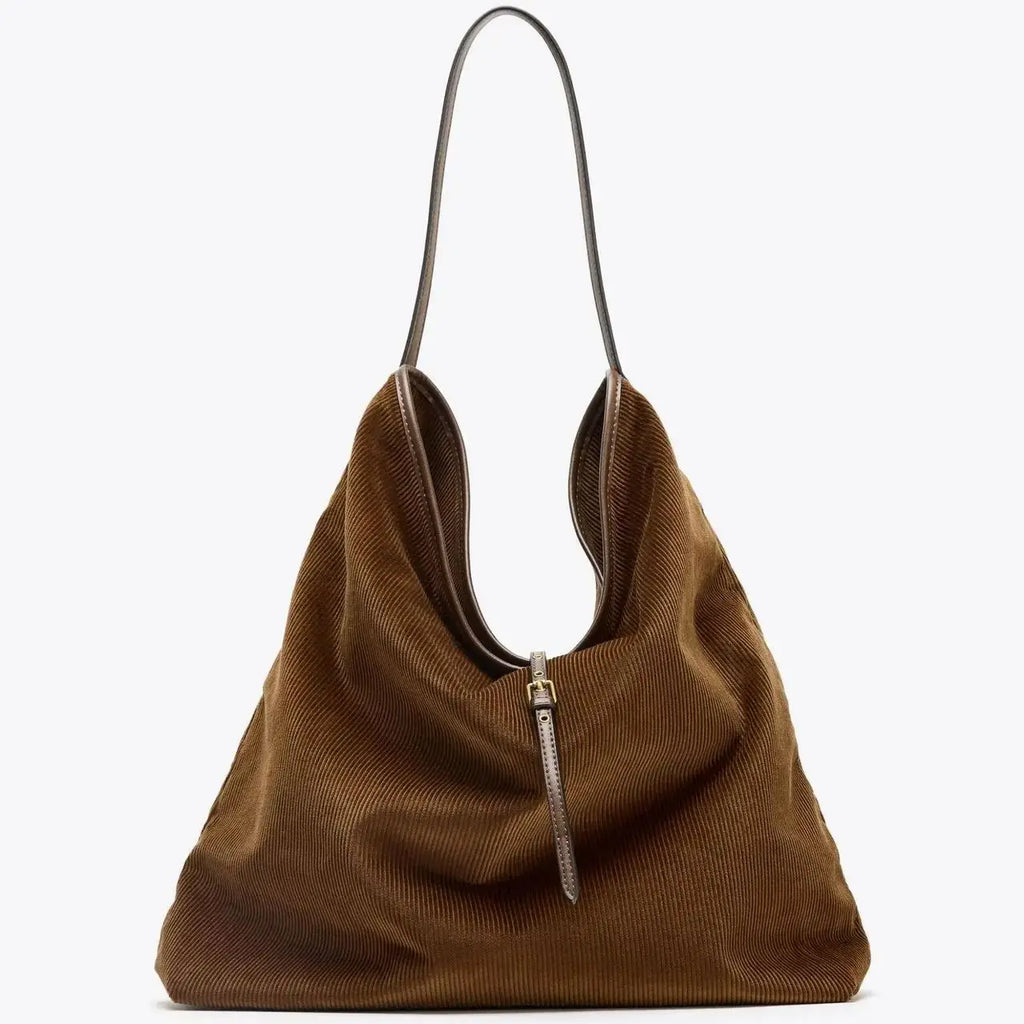 Ribbed Hobo Shoulder Bag